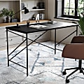 Martha Stewart Maddox 47.25"W Home Office Parsons Computer Desk With Metal X-Frame, Black/Oil Rubbed Bronze