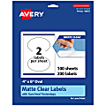 Avery® Permanent Labels With Sure Feed®, 94057-CMF100, Oval, 4" x 6", Matte Clear, Pack Of 200 1 thumbnail image