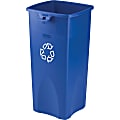 Rubbermaid Commercial Square Recycling Container - 23 gal Capacity - Square - Recyclable - 30" Height x 15.5" Width x 16.5" Depth - Blue - 4 / Carton
