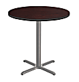 National Public Seating Round Café Table, X-Base, 42"H x 36"W x 36"D, Mahogany/Gray