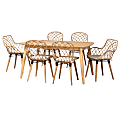 Baxton Studio Gedali Modern Bohemian Rattan And Finished Wood 7-Piece Dining Set, White/Black/Graywash/Natural Brown 1 thumbnail image
