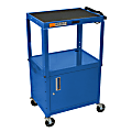 H. Wilson Metal Utility Cart With Locking Cabinet, Blue