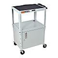 H. Wilson Metal Utility Cart With Locking Cabinet, Gray
