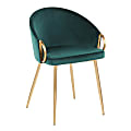 LumiSource Claire Accent/Dining Chair, Emerald Green/Gold