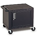 H. Wilson Plastic Utility Cart With Locking Cabinet, 26"H x 24"W x 18"D, Black