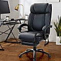 PHI VILLA Ergonomic Faux Leather High-Back Big And Tall Office Executive Chair With Armrests, Black