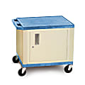 H. Wilson Plastic Utility Cart With Locking Cabinet, 26"H x 24"W x 18"D, Blue