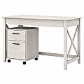 Bush Furniture Key West 48"W Writing Desk With 2-Drawer Mobile File Cabinet, Linen White Oak, Standard Delivery