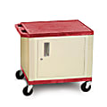 H. Wilson Plastic Utility Cart With Locking Cabinet, 26"H x 24"W x 18"D, Red