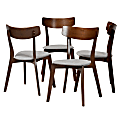 Baxton Studio Iora Dining Chairs, Light Gray/Walnut, Set Of 4 Chairs