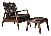 Zuo® Modern Bully Lounge Chair And Ottoman, Brown/Walnut 1 thumbnail image