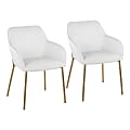 LumiSource Daniella Contemporary Dining Chairs, White/Gold, Set Of 2 Chairs