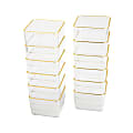 Martha Stewart Kerry Plastic Stackable Office Desk Drawer Organizers, 2"H x 3"W x 3"D, Clear/Gold Trim, Pack Of 12 Organizers 1 thumbnail image