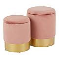 LumiSource Marla Nesting Ottomans, Gold/Blush Pink, Set Of 2 Ottomans 1 thumbnail image
