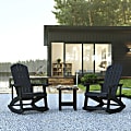 Flash Furniture Savannah All-Weather Poly Resin Wood Adirondack Rocking Chairs With Side Table, 39-1/2”H x 29-1/2”W x 37-3/4”D, Black