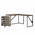 Bush Furniture Refinery 50"W L-Shaped Industrial Desk With 3-Drawer Mobile File Cabinet, Restored Gray, Standard Delivery 1 thumbnail image