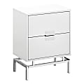 Monarch Specialties Retro 2-Drawer Accent Table, Rectangular, White/Chrome