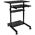 Mount-It! Mobile Standing Desk Workstation With Retractable Keyboard, 55"H x 32"W x 25-3/4"D, Black 1 thumbnail image