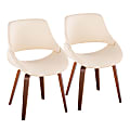 LumiSource Fabrico Mid-Century Modern Dining/Accent Chairs, Walnut/Cream, Set Of 2 Chairs 1 thumbnail image