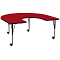Flash Furniture Mobile Height Adjustable Thermal Laminate Horseshoe Activity Table, 25-3/8”H x 60''W x 66''L, Red 1 thumbnail image