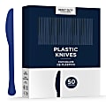 Amscan 8019 Solid Heavyweight Plastic Knives, True Navy, 50 Knives Per Pack, Case Of 3 Packs