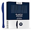 Amscan 8019 Solid Heavyweight Plastic Knives, True Navy, 50 Knives Per Pack, Case Of 3 Packs 1 thumbnail image