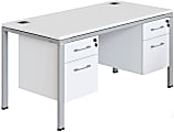 Boss Office Products Simple System Workstation Desk With 2 Pedestals, 66" x 30", White, SGSD003201WT 1 thumbnail image