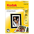 Kodak® Ultra-Premium Photo Paper, High Gloss, 5" x 7", 10.5 Mil, Pack Of 20 Sheets