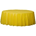 Amscan 77017 Solid Round Plastic Table Covers, 84", Yellow Sunshine, Pack Of 6 Covers