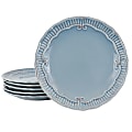Modern Southern Home Capri 6-Piece Stoneware Embossed Dinner Plate Set, 11”, Blue 1 thumbnail image
