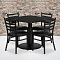 Flash Furniture Square Laminate Table Set With Round Base And 4 Ladder Back Metal Chairs, 30"H x 36"W x 36"D, Black 1 thumbnail image
