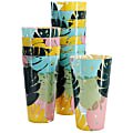 Gibson Home Tropical Sway 12-Piece Plastic Tumbler Set, 19 Oz, Multicolor Leaf Decal 1 thumbnail image