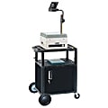 H. Wilson Plastic Utility Cart With Locking Cabinet And Big Wheel Kit, 34"H x 24"W x 18"D, Black