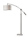 Adesso® Adler Arc Lamp, 81"H, Light Taupe/Brushed Steel