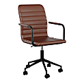 Martha Stewart Taytum Faux Leather Upholstered Mid-Back Executive Office Chair, Saddle Brown/Oil-Rubbed Bronze 1 thumbnail image