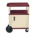 H. Wilson Plastic Utility Cart With Locking Cabinet And Big Wheel Kit, 34"H x 24"W x 18"D, Burgundy