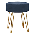 Monarch Specialties Sharon Ottoman With Hairpin Legs, Blue/Gold