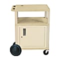 H. Wilson Plastic Utility Cart With Locking Cabinet And Big Wheel Kit, 34"H x 24"W x 18"D, Putty