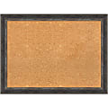 Amanti Art Rectangular Non-Magnetic Cork Bulletin Board, Natural, 31” x 23”, Bark Rustic Char Narrow Plastic Frame 1 thumbnail image