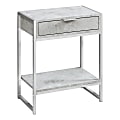 Monarch Specialties Side Accent Table With Shelf, Rectangular, Gray Cement/Chrome
