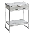 Monarch Specialties Side Accent Table With Shelf, Rectangular, Gray Cement/Chrome 1 thumbnail image