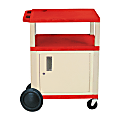 H. Wilson Plastic Utility Cart With Locking Cabinet And Big Wheel Kit, 34"H x 24"W x 18"D, Red