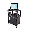 H. Wilson Plastic Utility Cart With Locking Cabinet, 34"H x 24"W x 18"D, Black 1 thumbnail image