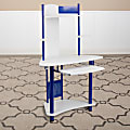 Flash Furniture 39"W Corner Computer Desk With Hutch, Blue 1 thumbnail image