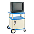 H. Wilson Plastic Utility Cart With Locking Cabinet, 34"H x 24"W x 18"D, Blue