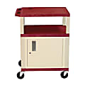 H. Wilson Plastic Utility Cart With Locking Cabinet, 34"H x 24"W x 18"D, Burgundy
