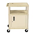 H. Wilson Plastic Utility Cart With Locking Cabinet, 34"H x 24"W x 18"D, Putty