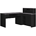 Monarch Specialties Jade 63"W L-Shaped Computer Desk With 59”W Return, Black/Gray 1 thumbnail image