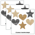 Carson Dellosa Education Cut-Outs, Schoolgirl Style Simply Stylish Burlap Stars And Hearts, 33 Cut-Outs Per Pack, Set Of 3 Packs