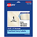 Avery® Pearlized Permanent Labels, 94269-PIP100, Rectangle, 8-1/2" x 11", Ivory, Pack Of 100 Labels 1 thumbnail image